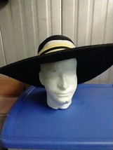 Magid Hats Paper Woven Straw Floppy Sun Hat Black Medium Beach Packable ... - £18.04 GBP