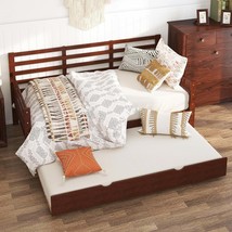 Daybed with Trundle &amp; Guardrails - Brown Pine Wood Kids/Guest - $237.99