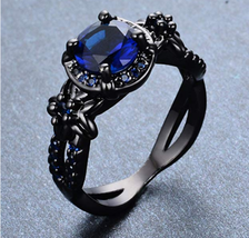 3.50ct Blue Sapphire Beautiful Wedding Engagement Ring 14k Black Gold Over - £99.91 GBP