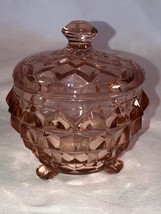 Pink Cubist Powder Jar With Lid Depression Glass Mint - $15.99