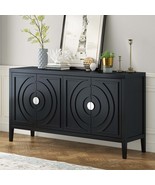 Retro Sideboard: Circular Groove &amp; Metal Handle - $596.30 CAD