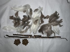 Guinea Fowl Feather lot Fringe Trim for Crafts Costume Sewing White And ... - £16.45 GBP