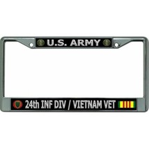 army 24th infantry division vietnam veteran chrome license plate frame usa made - £23.59 GBP