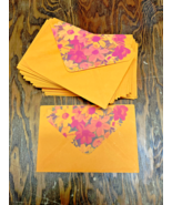 Vintage orange flower print stationery letter envelope lot - $27.68 CAD