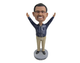 Custom Bobblehead Happy Smart Gentleman With Arms Wide Open - Leisure &amp; Casual C - £69.98 GBP