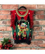 Blizzard Bay Women’s Oh Snap Ugly Christmas Sweater Ruffle Metallic Vest... - $36.55 CAD