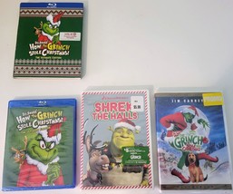 3 Grinch Movies: Grinch Stole Christmas-Blu-ray, Shrek-DVD, Jim Carrey-DVD --NEW - £15.69 GBP