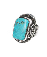 Sz9.75 60&#39;s-70&#39;s Vintage Native American sterling and turquoise ring - $202.70