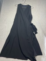 Rachel Roy Sleeveless Wrap Midi Dress Womens Plus 1X SImple Office Casual Black - £28.89 GBP