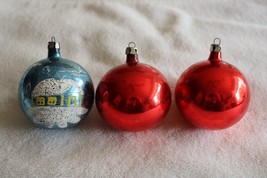Vintage Mixed Lot of 3 Red Blue Glass Christmas Ornaments Made in Poland... - $178.32 MXN