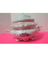 Porcelain Mother Of Pearl Candy Dish With Lid Little Handle 6&quot;Tall X 6&quot; ... - £19.60 GBP