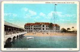 Havana Habana Cuba Postcard Playa Y Edificio Del Yacht Club Beach - £6.44 GBP