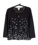 Chicos Womens Cardigan Sweater 1 M 8 Black Zipper Hanging Circles Festiv... - £14.16 GBP