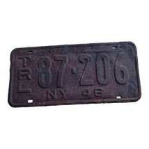 Vintage New York 1946 Collectible License Plate 87 206 Original Trailer Tag  - £24.44 GBP