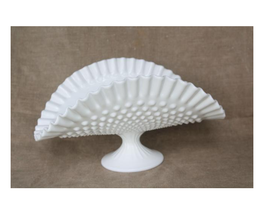 Vintage ~ Fenton ~ Footed Fruit Bowl ~ White Milk Glass ~ Hobnail ~ 12.75&quot; Long - £59.27 GBP