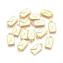 Envelope Charms Shiny Gold Snail Mail Love Letter Jewelry Making 15mm 10pcs - £1.98 GBP