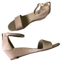 $179 Eileen Fisher Wedge Sandal 7 Latte Beige Vintage Shoes Padded Back ... - $110.19