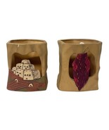 Lot of 2 Southwest Adobe House VTG Paper Bag Ceramic Luminary Candle Hol... - £33.08 GBP