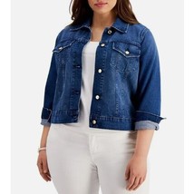 Michael Kors Women Plus Size 2X Blue Denim Button Up Collared Jacket NWT BQ79 - £43.21 GBP