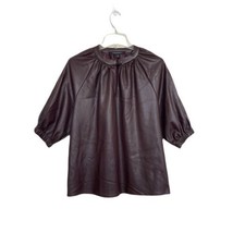 Marc New York Andrew Marc Faux Leather Top Size S Dark Brown Loose Fit Autumn - £18.50 GBP