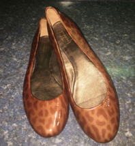 Coach Tan Leopard Print DAYTON Patent Leather Ballet Flat, Size 8b - $731.54 MXN