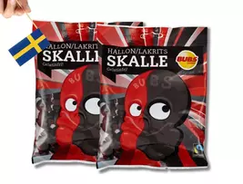 2 Bags of Bubs Hallon/Lakrits Skalle 190g (6.70 Oz), Raspberry and licor... - $8.35