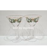 Christmas Rhinestones Bows  Garland Jeweled Martini Glasses Holly Set of 2 - €42,61 EUR