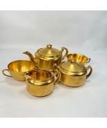 Gold Pickard Etched Bone China 24KG Tea Set Pot Sugar Creamer Cup Hand P... - £96.75 GBP