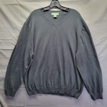 Eddie Bauer Men&#39;s Cotton Cashmere V Neck Sweater Black Size XL - $21.15