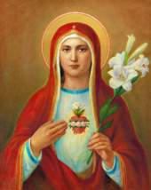 Immaculate Heart of Virgin Mary angels white lily ceramic tile mural backsplash - £47.62 GBP+