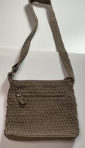 Liz Claiborne Cream Shoulder Bag Crochet zip Purse with Seashell Lining 10” By 8 - £8.28 GBP