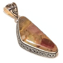 Natural Jasper Large Gemstone 925 Silver Overlay Handmade Vintage Design Pendant - £13.33 GBP