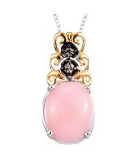 Peruvian Pink Opal, Coffee Zircon Necklace (20 in) in 14K YG &amp; Plat/Ster... - £42.46 GBP