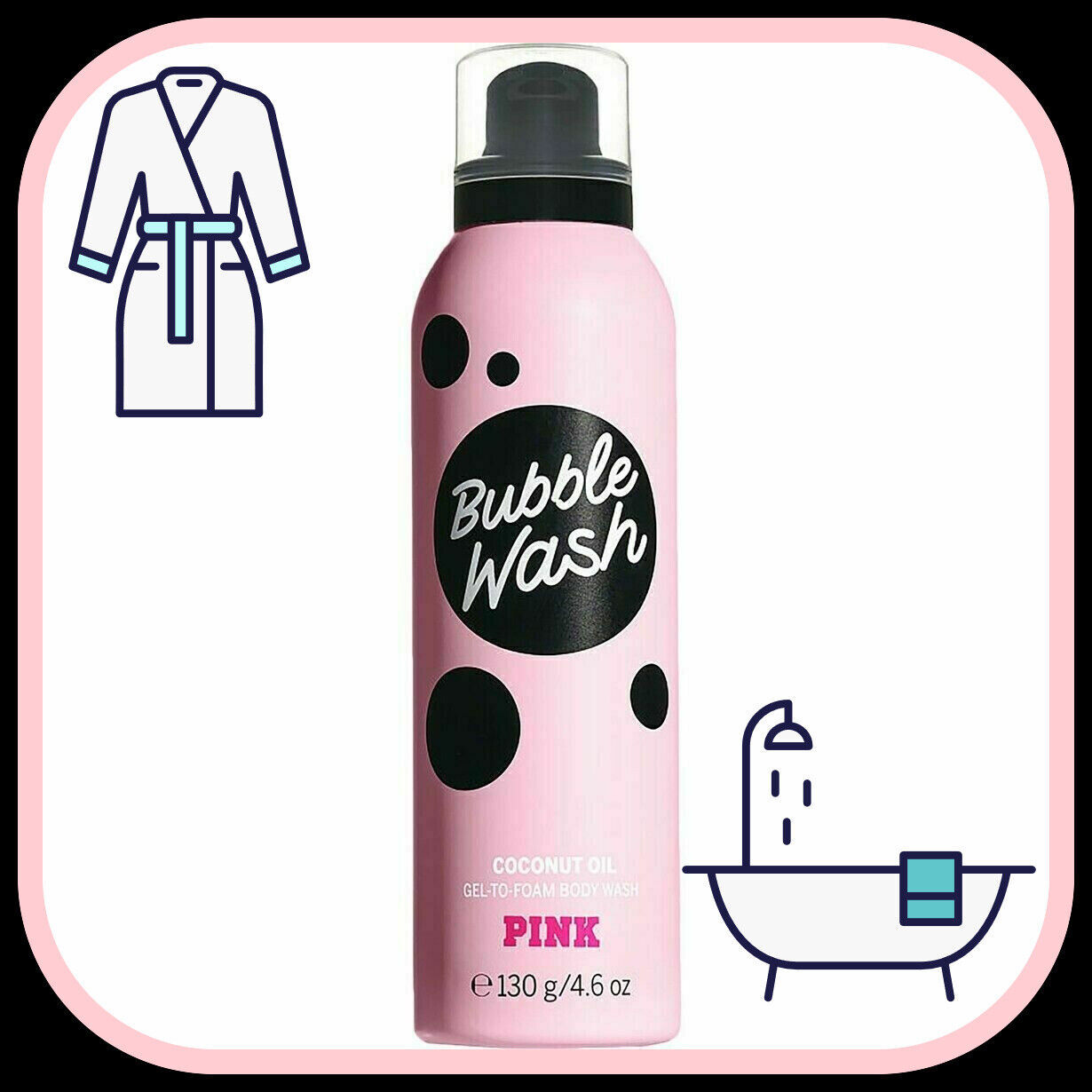 Victorias Secret PINK Coconut Oil BUBBLE Body WASH Gel-to-Foam Shower Soap 4.6oz - £7.99 GBP