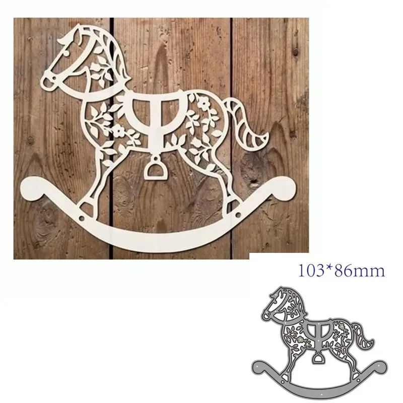 Hollow Floral Rocking Horse Metal Cutting Dies Scrapbooking Card Making Craft - $11.86