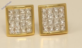 18K Yellow Gold Princess Elegant Modern Rectangular Earrings(2.06 Ct H Vs) - £2,292.68 GBP