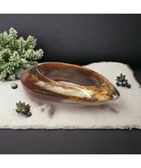 Asymmetric Vintage Plastic Bangle Bracelet Brown Vanilla Cream Marbleized - $60.38