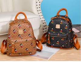 Brown Black Backpack Shoulder Bag Mickey Mouse Purse Zip New Disney Gold Hardwar - £23.93 GBP