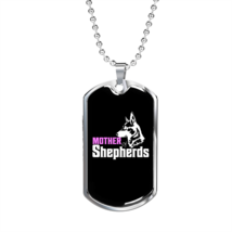 Mother of Shepherds Necklace Stainless Steel or 18k Gold Dog Tag 24&quot; Chain - £38.52 GBP+