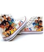 BTS Fan Art Classic Hi Top Converse Custom Hand Made BTS shoes KPop snea... - £78.21 GBP+