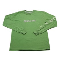 Volcom Shirt Mens L Green Crew Neck Long Sleeve Banded Cuffs Pull Over Tee - $18.69