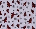Cotton Red and Black Plaid Christmas Trees Fabric Print by the Yard D403.21 - $9.95