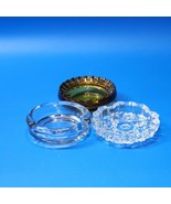 Vintage Small Ashtray Lot Honey Gold Amber, Clear Glass, Cut Glass - Cir... - $246.75 MXN