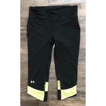 Under Armour Womens Medium Black &amp; Yellow Capri Cropped Leggings - £10.59 GBP