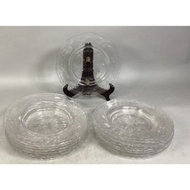 Set Of 11 Etched Cut Glass Luncheon Dessert Plates 9”D - $19.79