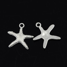 10 Starfish Charms Pendants Silver Nautical Ocean Charms 20mm - $4.94