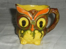 Handmade Ceramic Glazed Owl Pitcher or Creamer Marked on Bottom Bright Colors - £15.22 GBP