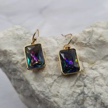 Boho Multicolor Crystal Rectangle Semi Precious Earrings - £10.96 GBP