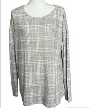 Liz Claiborne Top Size XXL Long Sleeve Soft Strechy Pullover Top Plaid G... - £10.86 GBP