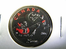 2006 Canada Painted Santa Claus Quarter Unc - £6.45 GBP